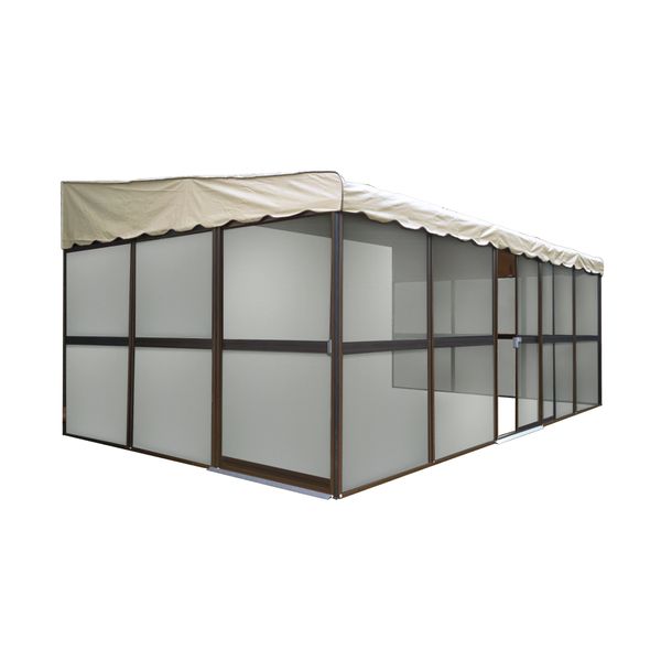 PatioMate 9-Panel Screen Enclosure Model 99165 Brown with Almond Roof Canopy 