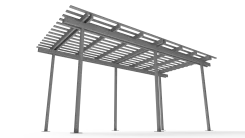Render of a white pergola frame viewed from below