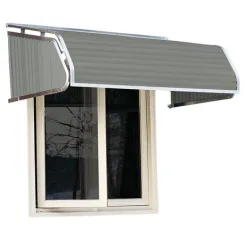 Series 4500 window awning in silver over a sliding window