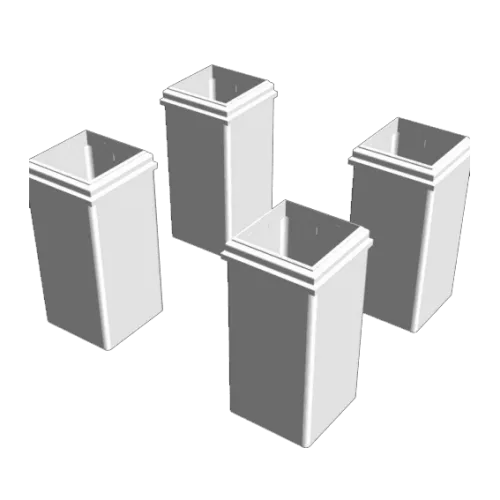 Render of four white vinyl post covers