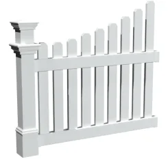 White vinyl picket fence corner section