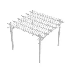 Render of a white pergola frame with rafters
