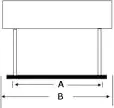 Polaria front elevation drawing with dimensions A and B