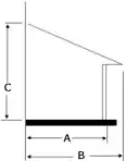 Polaria side elevation drawing with dimensions A, B and C