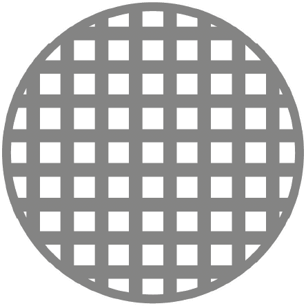 Diagram of super screen mesh weave shown magnified, with a finer grid