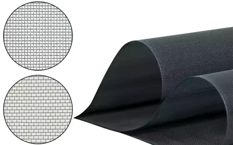 Screen mesh roll with magnified weave insets
