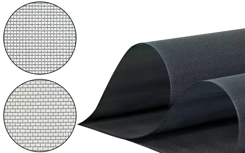 Screen mesh roll with magnified weave insets