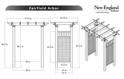 Fairfield Arbor specification drawing with elevations and dimensions