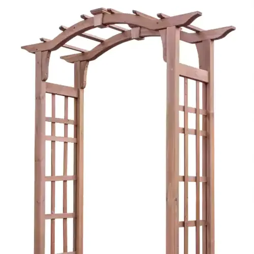 Cedar Westwood arbour with lattice sides and a curved pergola top